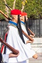 ATHENS, GREECE, 12 DECEMBER 2021 Special traditional change of guards ceremony around the greek parliament