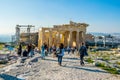 ATHENS, GREECE, DECEMBER 10, 2015: Many tourists visiting ancient temple Parthenon on Acropolis, Athens, Greece...IMAGE Royalty Free Stock Photo