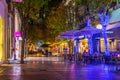 ATHENS, GREECE, DECEMBER 10, 2015: night view of Ermou Street in Athens, Greece. Ermou Street is a one and a half Royalty Free Stock Photo