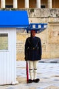 Athens, Greece-December 31, 2019: Presidential guards perform a ceremonial change of guard in front of the Tomb of the Unknown Royalty Free Stock Photo