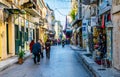 ATHENS, GREECE, DECEMBER 10, 2015: View of Adrianu shopping street - the most important tourist street in the historical