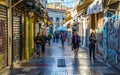 ATHENS, GREECE, DECEMBER 10, 2015: View of Adrianu shopping street - the most important tourist street in the historical