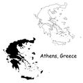 Athens Greece. Detailed Country Map with Location Pin on Capital City.