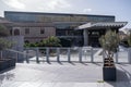 Athens Greece. February 11, 2021. Acropolis museum, closed entrance, Covid 19 lockdown