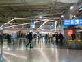 Athens, Greece - February, 11 2020: Passengers in the departure hall of the main terminal going to the gates through the