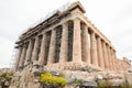 Athens, Greece - February 23, 2019: Western facade of the Parthenon temple on the Acropolis of Athens, Greece under reconstruction Royalty Free Stock Photo