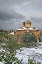 Athens, Greece - Greek orthodox church in snow