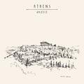 Athens, Greece. Hand drawn postcard in vector
