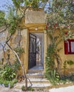 Athens Greece, house entrance at Anafiotika, an old neighborhood under acropolis