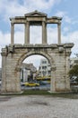 ATHENS, GREECE - JANUARY 20 2017: Amazing view of Arch of Hadrian in Athens, Attica