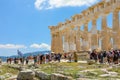 ATHENS, GREECE- JULY 18, 2018: The ancient ruins of Parthenon and Erechtheion at the Acropolis in Athens, the Greek capital. Royalty Free Stock Photo