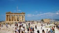 ATHENS, GREECE- JULY 18, 2018: The ancient ruins of Parthenon an Royalty Free Stock Photo