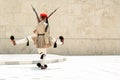 ATHENS, GREECE - JULY 06, 2012 - The funny dance of Evzones, Greek soldiers of the presidential guard in full uniform, during the
