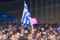 Athens, Greece, 3 July 2015. The mayor of Athens, Greek celebrities and local people demonstrarte about the upcoming referendum. Royalty Free Stock Photo