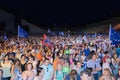 Athens, Greece, 3 July 2015. The mayor of Athens, Greek celebrities and local people demonstrarte about the upcoming referendum. Royalty Free Stock Photo