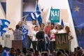 Athens, Greece, 3 July 2015. The mayor of Athens, Greek celebrities and local people demonstrarte about the upcoming referendum. Royalty Free Stock Photo