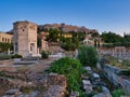 Marble Tower of Winds near Acropolis on hill