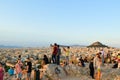 Tourists on the Areopagus Hill. Royalty Free Stock Photo