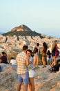 Tourists on the Areopagus Hill. Royalty Free Stock Photo