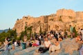Tourists on the Areopagus Hill. Royalty Free Stock Photo