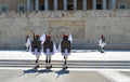 Changing of Ceremonial Elite infantry Evzones near parliament in Athens, Greece on June 23, 2017. Royalty Free Stock Photo