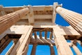 ATHENS,GREECE-JUNE 7,2021:Element of the monumental entrance to the Acropolis-Propylaea