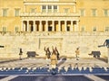 Evzones soldiers during the change of the guard. Syntagma Square