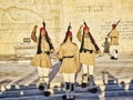 Evzones soldiers during the change of the guard. Syntagma Square