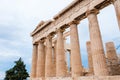 The famous Parthenon temple columns facade on Acropolis hill under reconstruction. It was built in the mid-5th century bce and Royalty Free Stock Photo