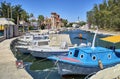 Greek boats moored in Mikrolimano port of Piraeus. Attica, Greece. Royalty Free Stock Photo