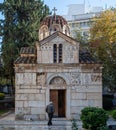 Athens, Greece. Little Metropolis church, small marble church next to Metropolitan cathedral