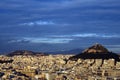 Athens, Greece - Lykavittos hill in sunset light