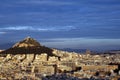 Athens, Greece - Lykavittos hill in sunset light Royalty Free Stock Photo