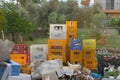 Boxes with empty beer bottles on the trash Royalty Free Stock Photo