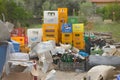 Boxes with empty beer bottles on the trash Royalty Free Stock Photo