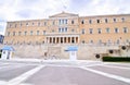 The greek parliament with the greek Evzones soldiers Syntagma Athens Greece