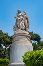 ATHENS, GREECE - MAY 14, 2022: Statue of Lord George Gordon Byron being crowned by a woman in Athens