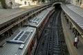 Train at the Monastiraki metro station Platform in Athens