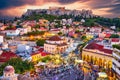 Athens, Greece -  Monastiraki Square and Acropolis sunset view Royalty Free Stock Photo