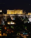 Athens Greece, night view of Parthenon