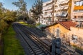 Railway tracks of the Hellenic Railways in Athens, Greece Royalty Free Stock Photo