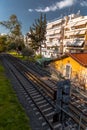 Railway tracks of the Hellenic Railways in Athens, Greece Royalty Free Stock Photo