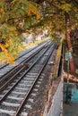 Railway tracks of the Hellenic Railways in Athens, Greece Royalty Free Stock Photo