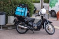 Athens, Greece. Nov 12, 2020. Wolt courier with motor scooter. Food delivery service