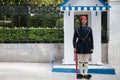 Greek presidential guard, Evzones, parading in front of the Greek Presidential Palace. Royalty Free Stock Photo