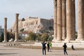 Athens, Greece - November 15, 2017: Iconic pillars of Temple of Olympian Zeus, Athens historic center. Royalty Free Stock Photo