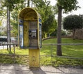 Public telephone box in Athens, Greece