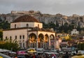 Monastiraki Square and Ancient Acropolis Hill Royalty Free Stock Photo