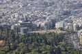 Aerial view of the city with Temple of Olympian Zeus from the Mount Lycabettus, Athens, Greece Royalty Free Stock Photo