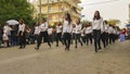 Athens, Greece, 28 October 2016. Greek students school parade to celebrate the national holiday of the Ochi Day.